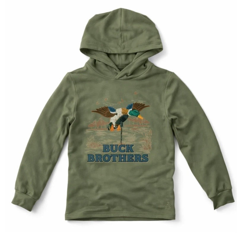 Kids CoolShade mack performance hoodie || field proven mallard (moss)