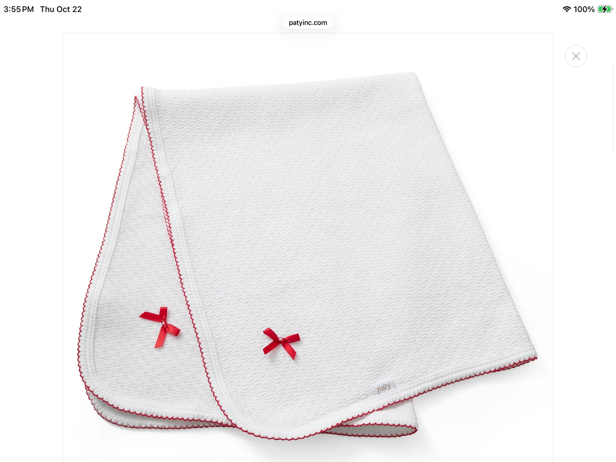 Red Bow Paty Knit Swaddle Blanket