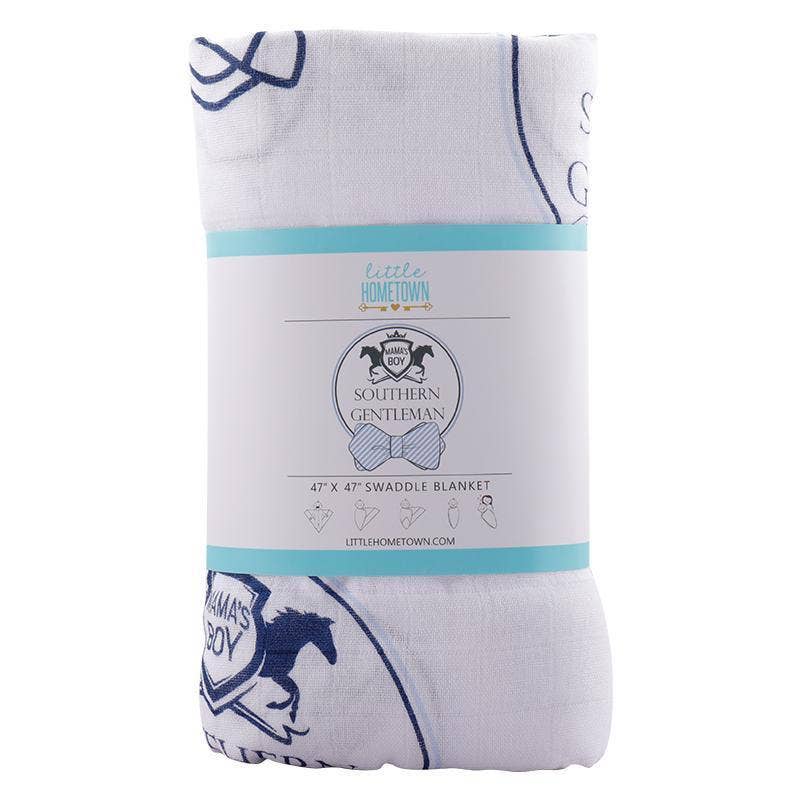 Southern Gentleman Baby Boy Muslin Swaddle Receiving Blanket Breathable and Lightweight