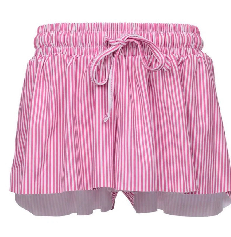 Butterfly Hot Pink Stripes Flowy Shorts
