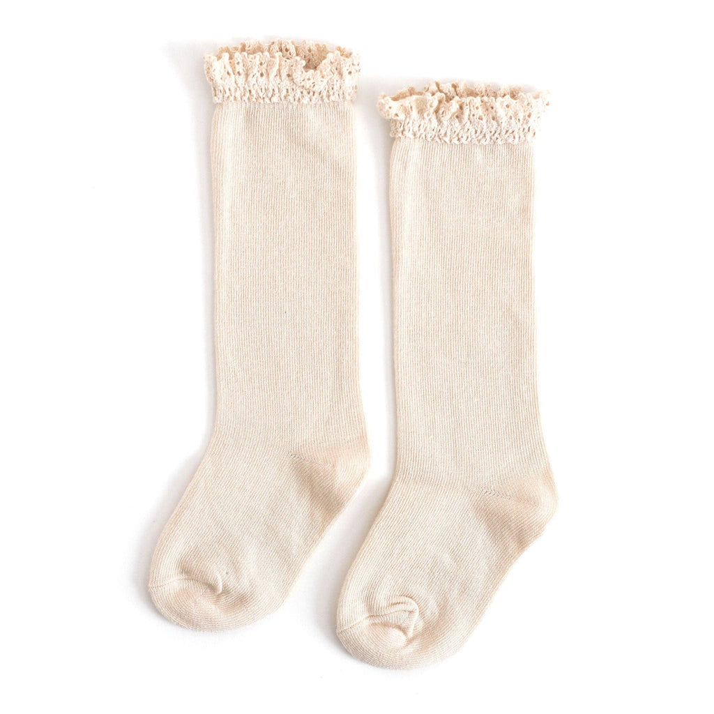 Vanilla Lace Top Knee High Socks