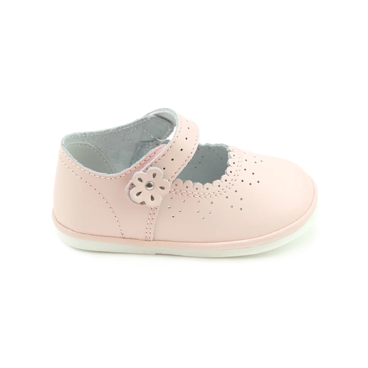 Pink Mia Scalloped Leather Mary Jane Shoe