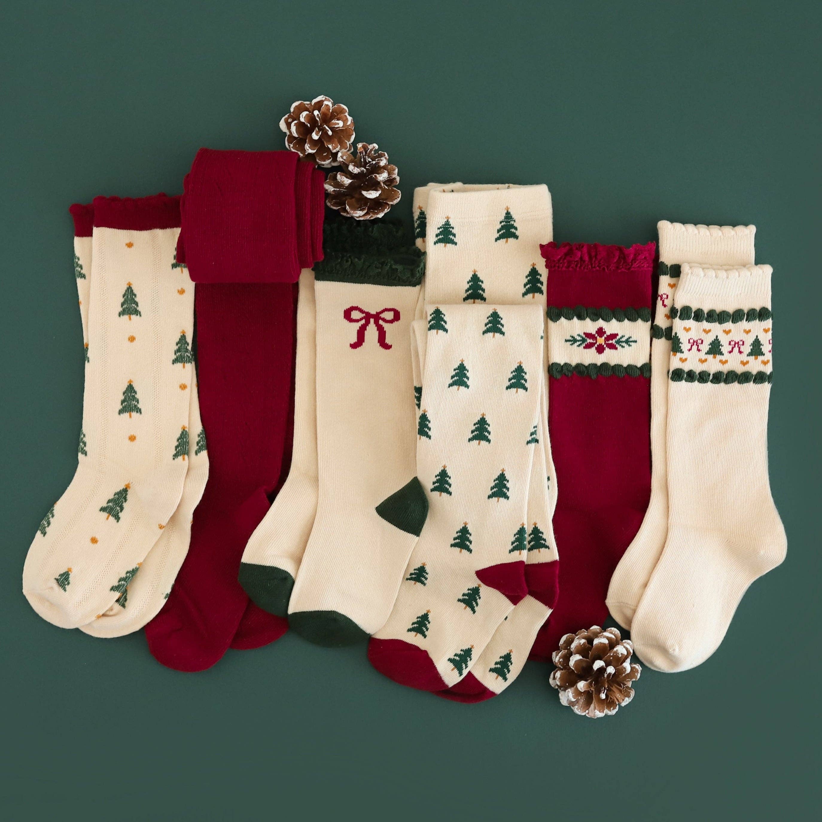 Vanilla Bow Lace Top Knee High Socks
