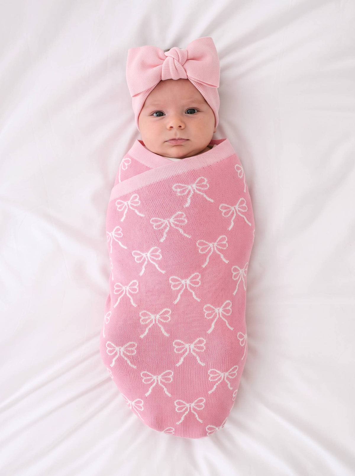 Coquette Bow Jacquard Knit Baby Blanket