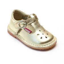 Gold Joy Classic Leather T-Strap Mary Jane