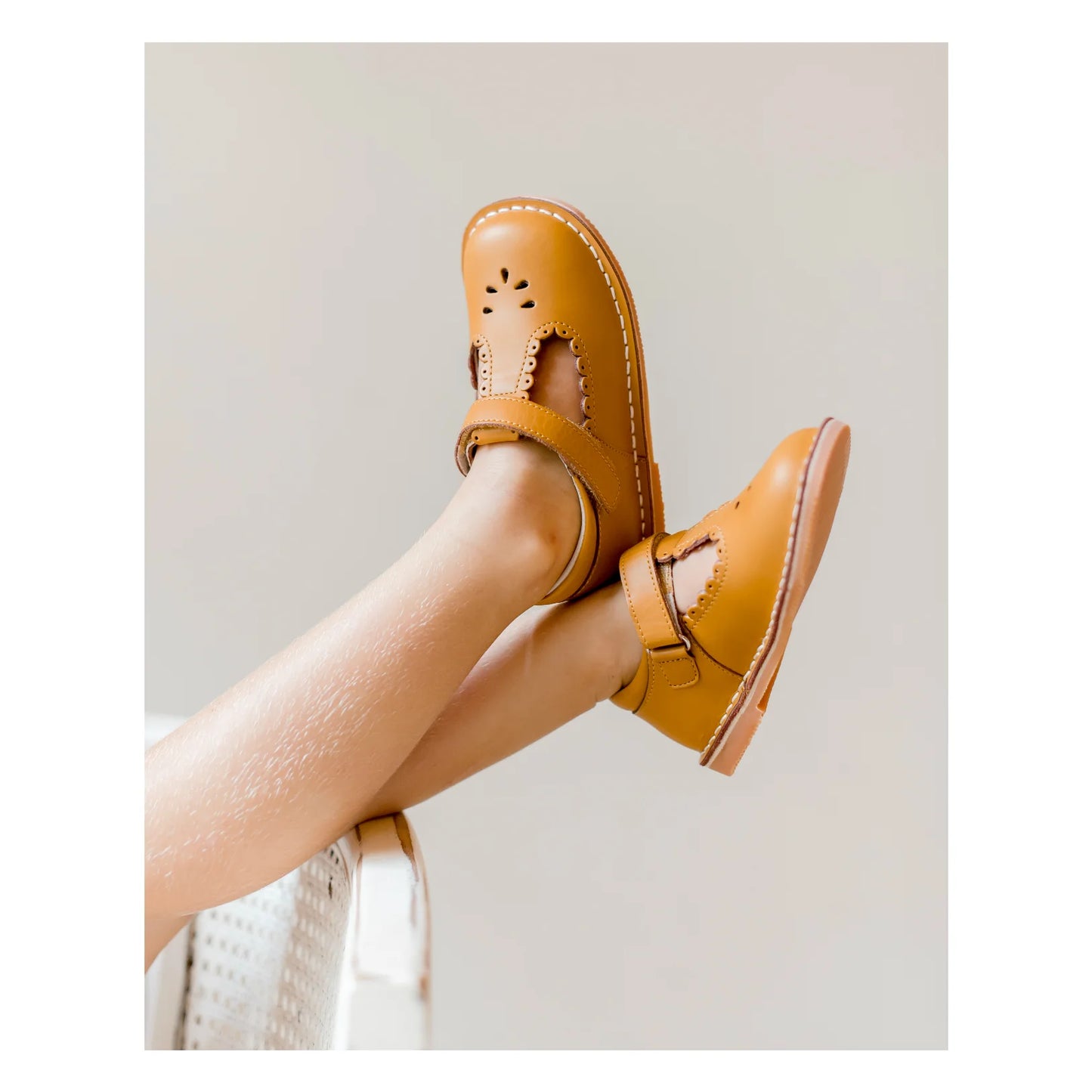 Mustard Angie Scalloped T-Strap Mary Jane