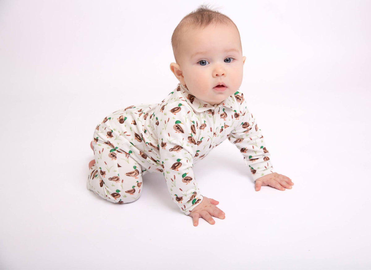 Mallard Drake Ducks Sweatshirt Polo Romper