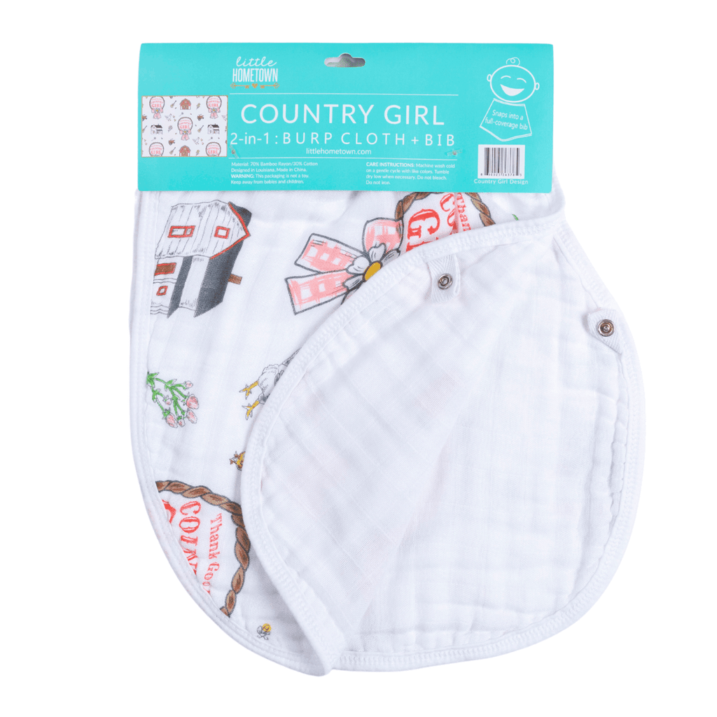 Country Baby Girl Burp Cloth and Bib 2 in 1  Absorbent and Gentle on Newborn Skin