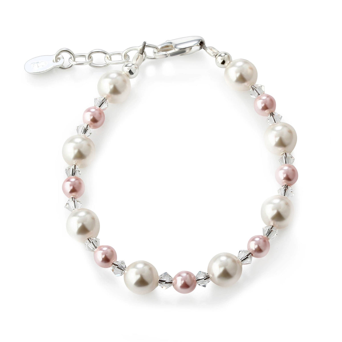 Sterling Silver Pink and White Pearl Baby Bracelet for Girls