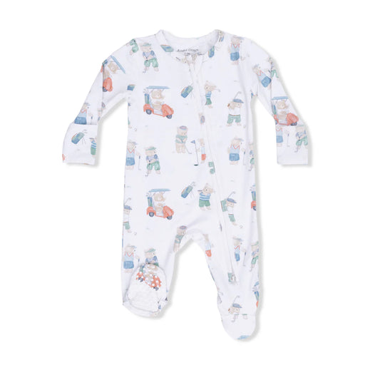 Golfing Teddy Bears 2 Way Zipper Footie