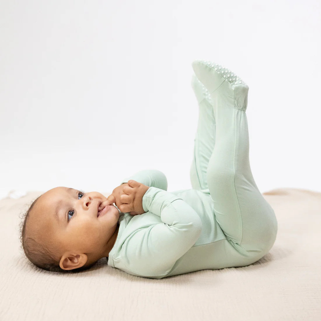 Solid Bok Choy 2 Way Zipper Footie
