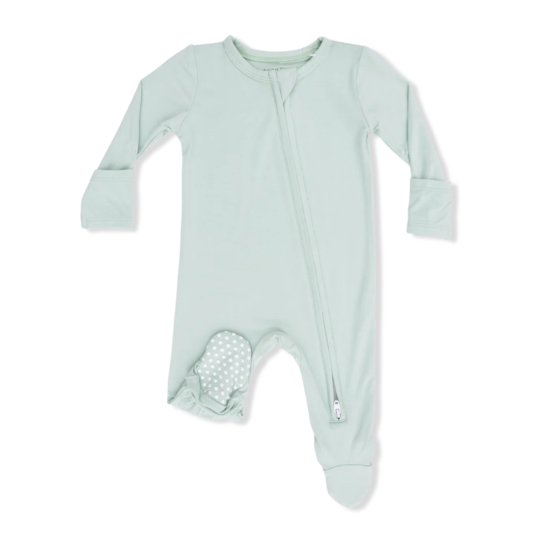 Solid Cameo Green 2 Way Zipper Footie