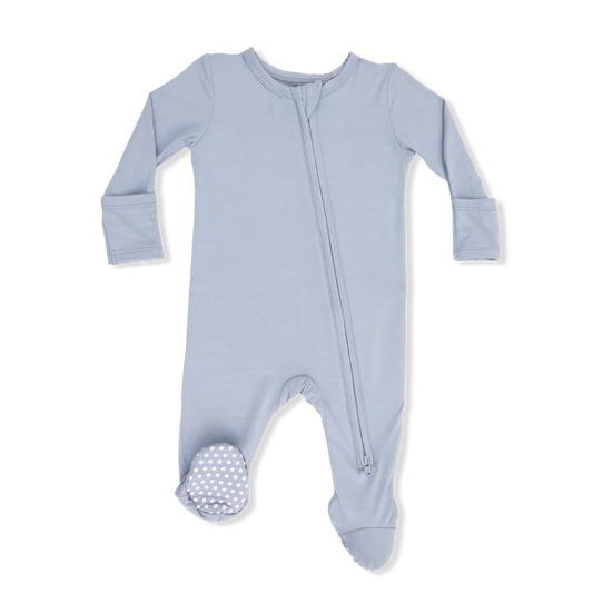 Solid Niagara Mist Viscose From Bamboo 2 Way Zipper Footie