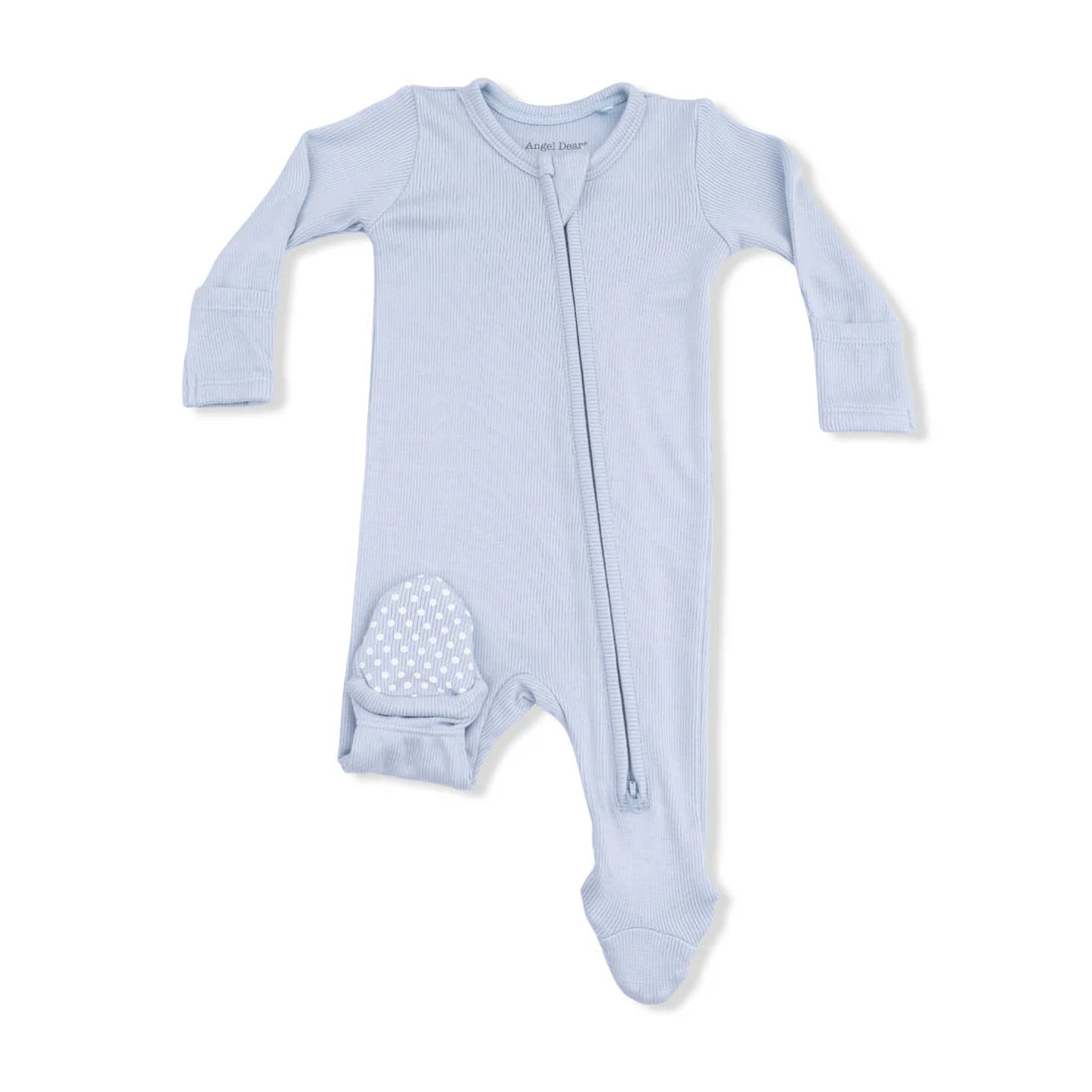 Solid Niagara Mist Rib 2 Way Zipper Footie