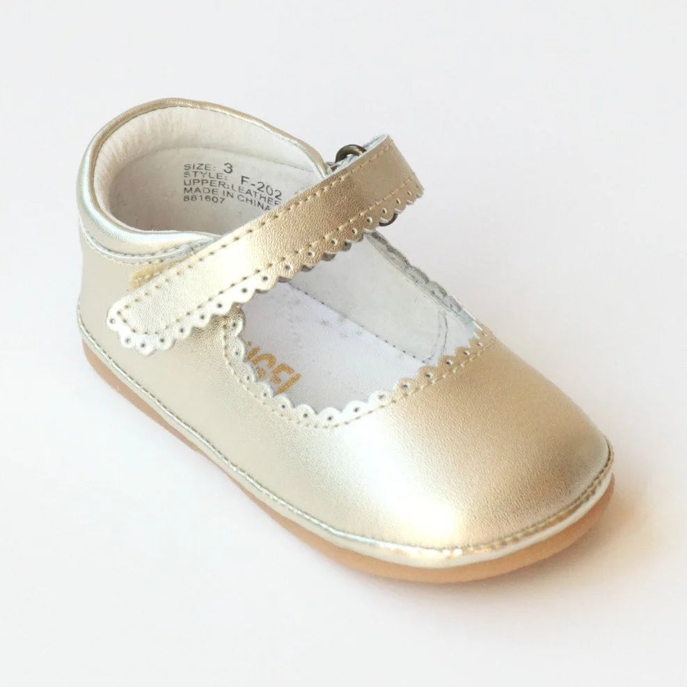 Gold Scalloped Mary Jane Shoe
