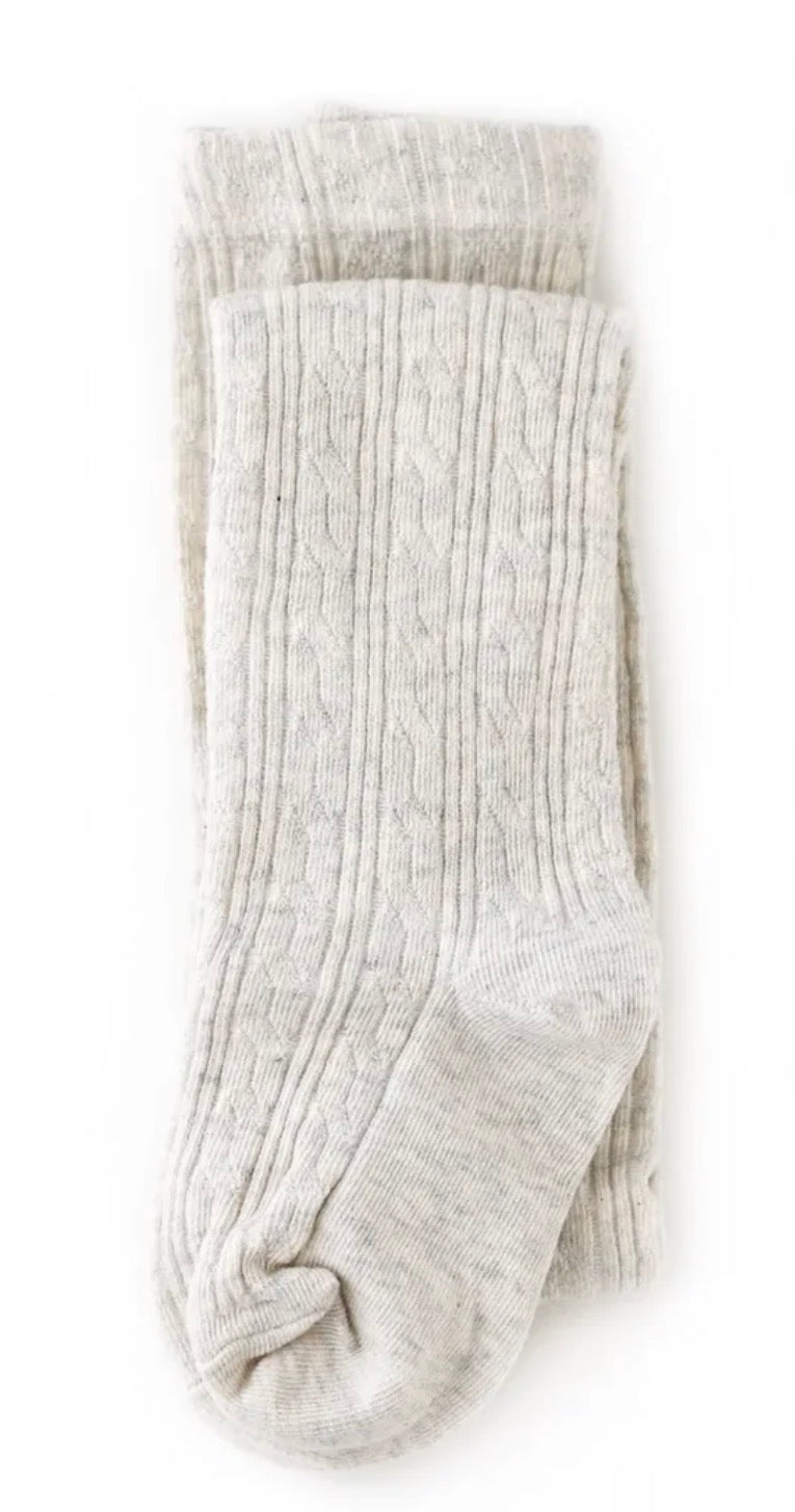 Heathered Ivory Cable Knit Tights
