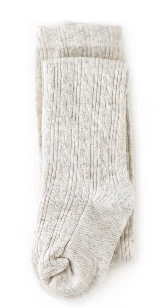 Heathered Ivory Cable Knit Tights