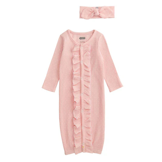 Pink polka Dot gown with headband
