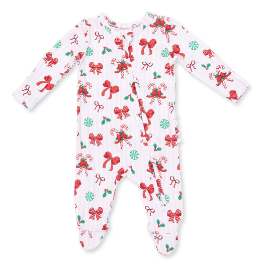 Bows & Candy canes Ruffle Footie