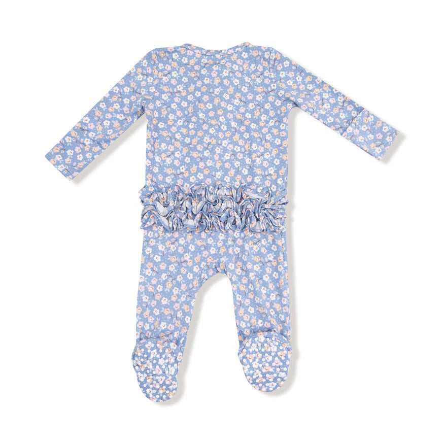 2 Way Zipper Ruffle Back Footie Floral