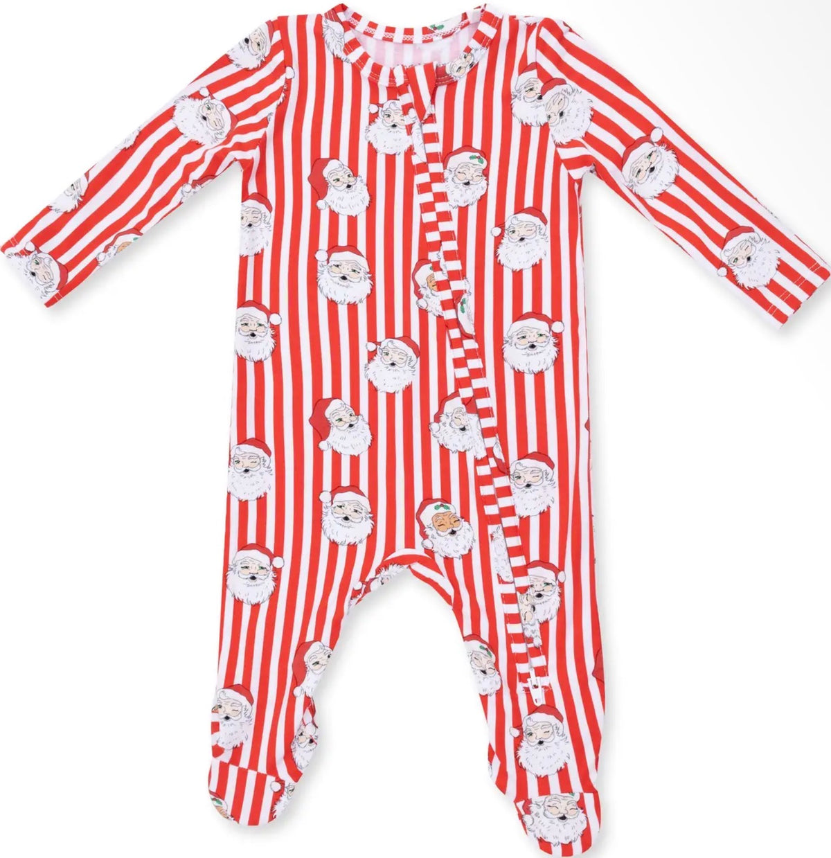 Vintage Santa Stripe 2 Way Zipper Footie