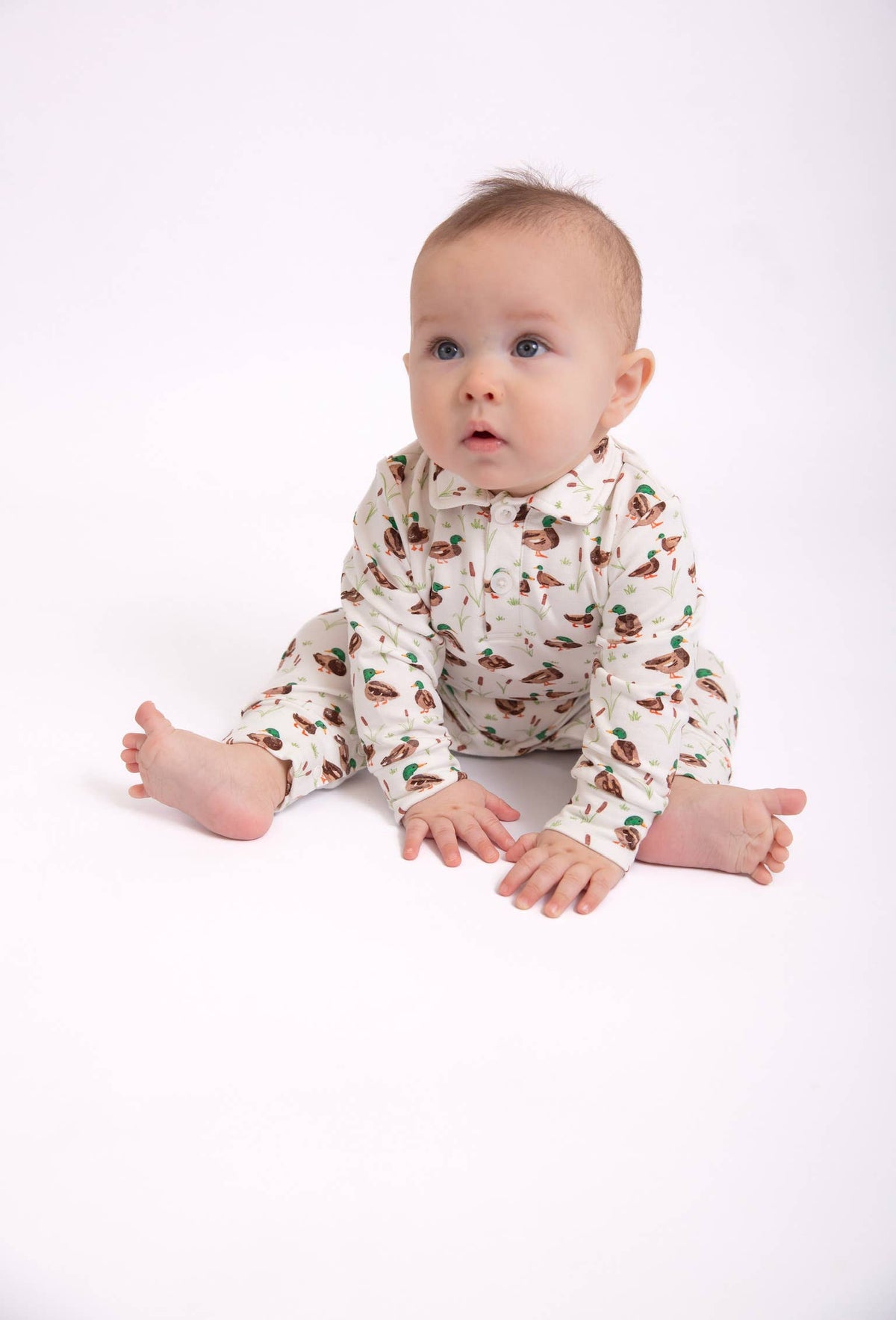 Mallard Drake Ducks Sweatshirt Polo Romper