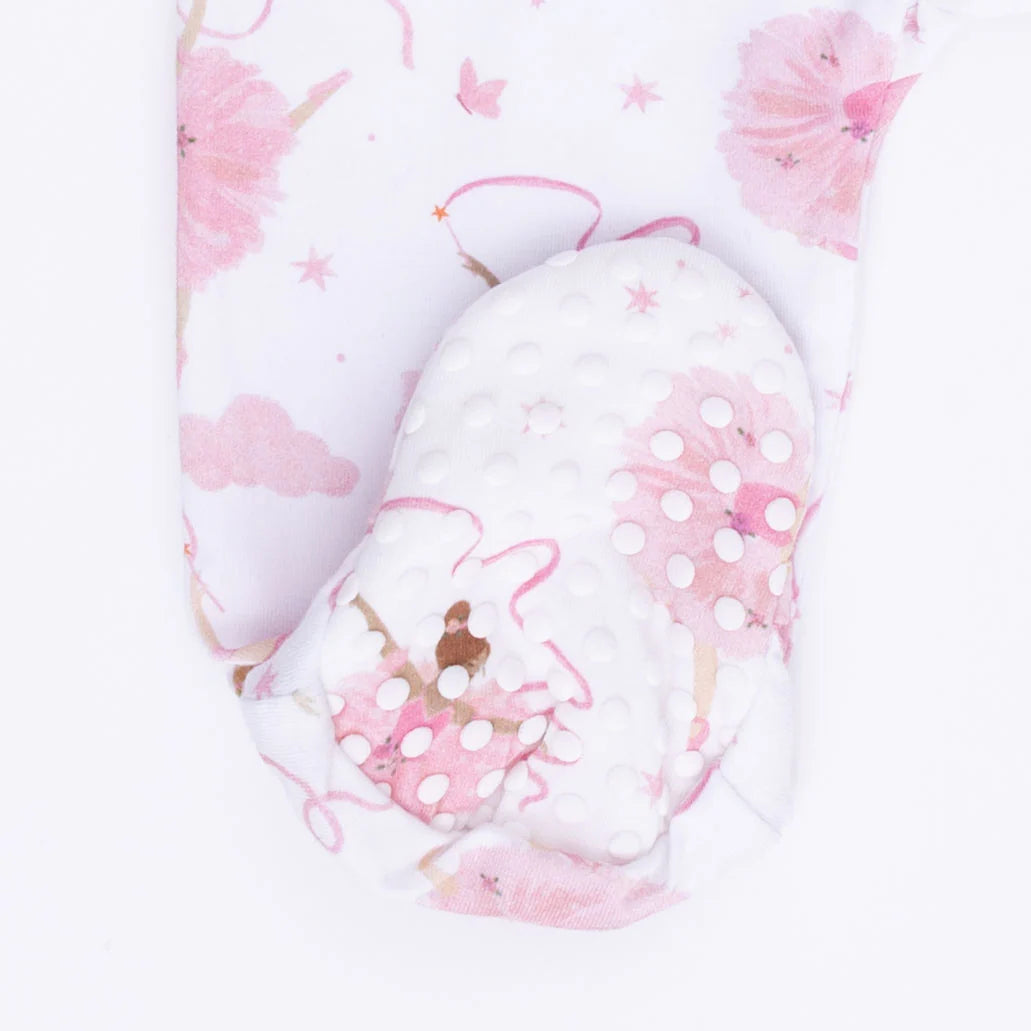 Ribbon Ballerinas  2 Way Ruffle Sleeve Zipper Footie
