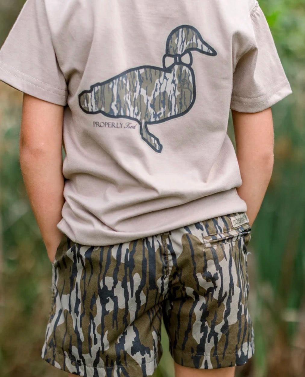 Boys Mossy Oak Camo Logo Short Sleeve