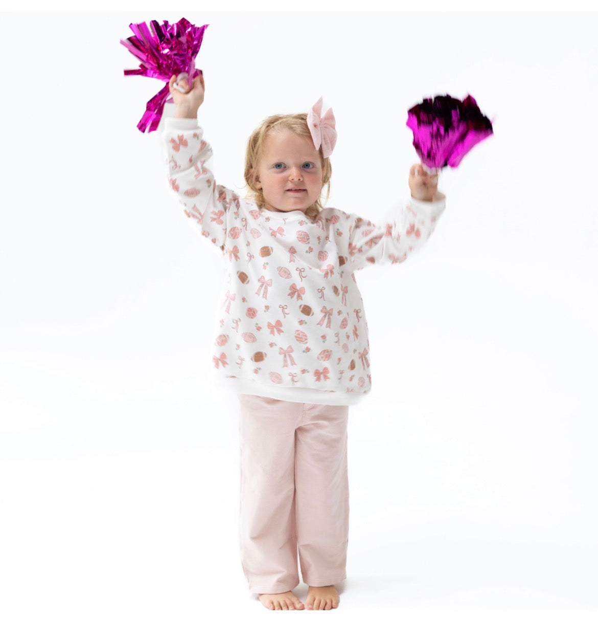 Oversized Sweatshirt And Baby Bells in Football and Bows