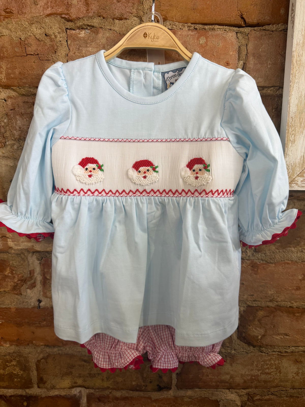 Santa Smocked Long Sleeve Bloomer Set