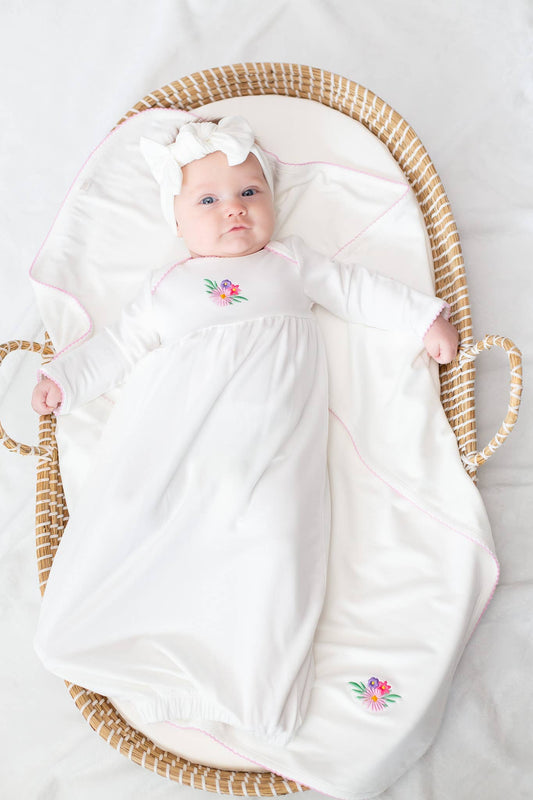 Pip Embroidered Gown - Flower Fields