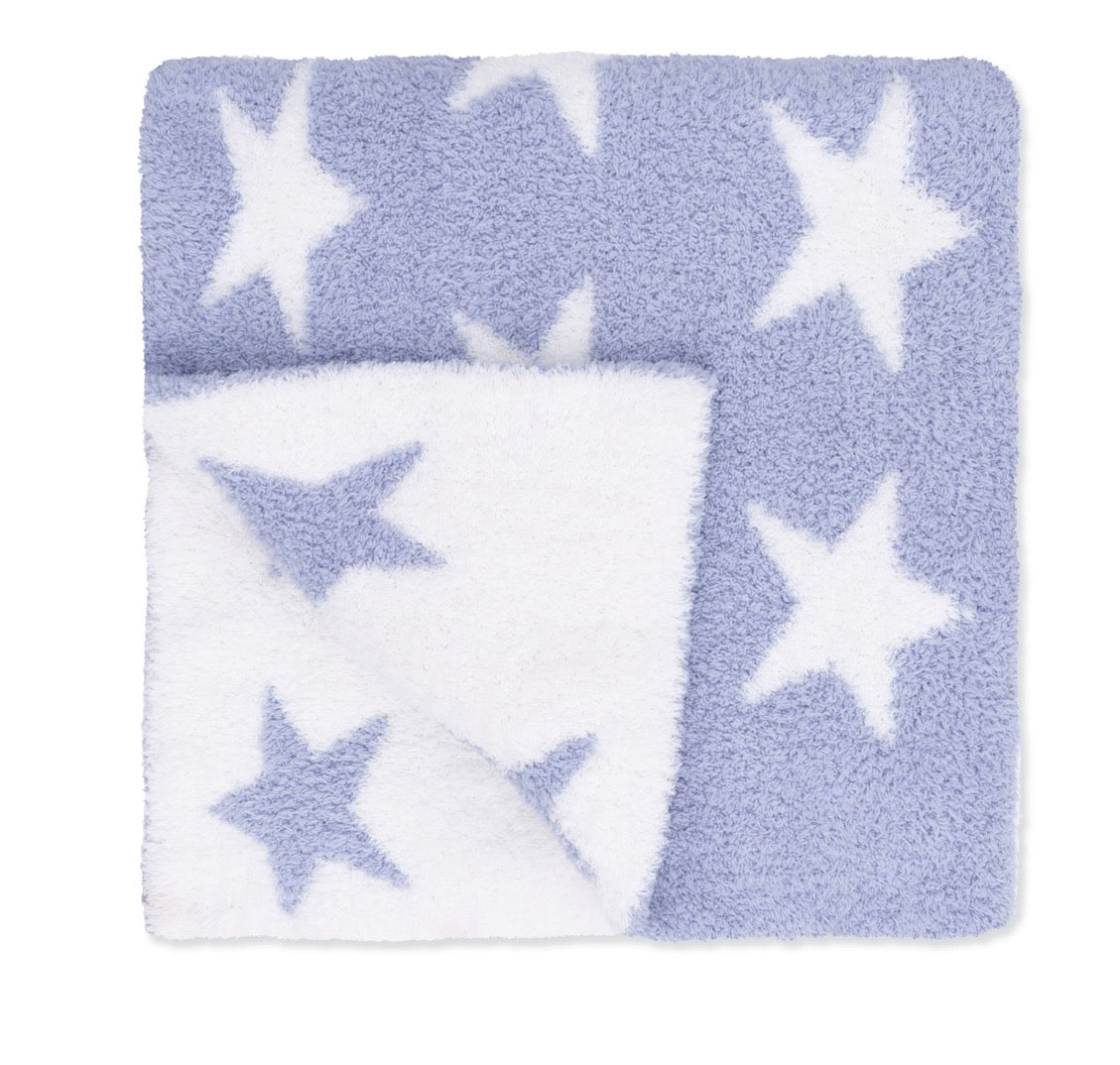Dusty Blue Star Chenille Blanket