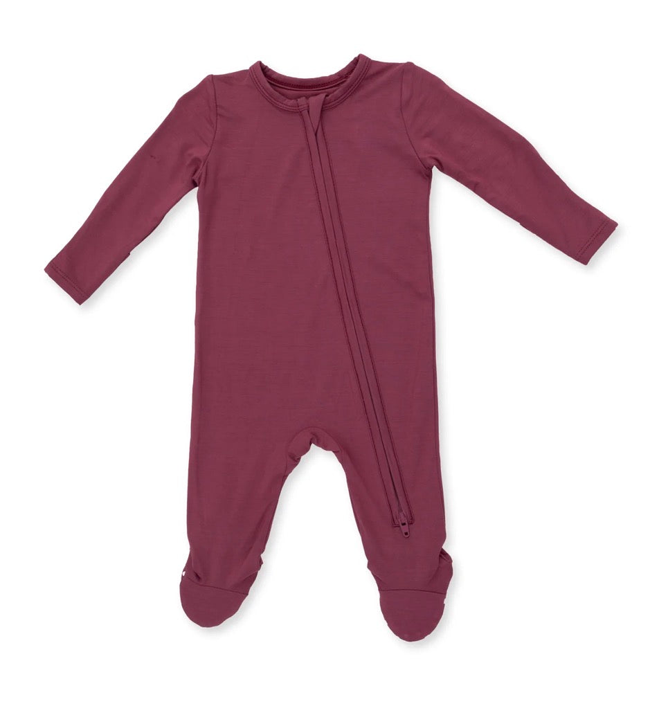 Solid Oxblood Red 2 Way Zipper Footie