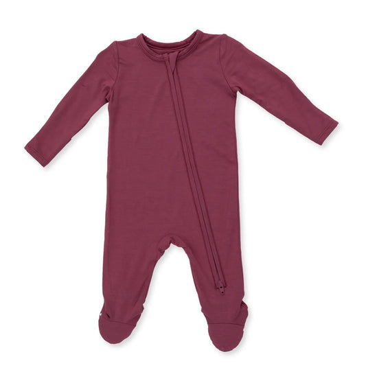 Solid Oxblood Red 2 Way Zipper Footie