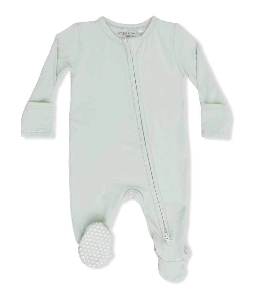 Solid Milky Green 2 Way Zipper Footie