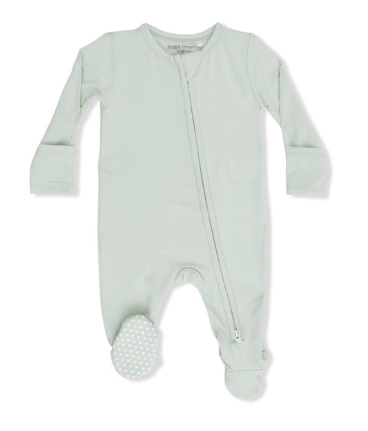 Solid Milky Green 2 Way Zipper Footie