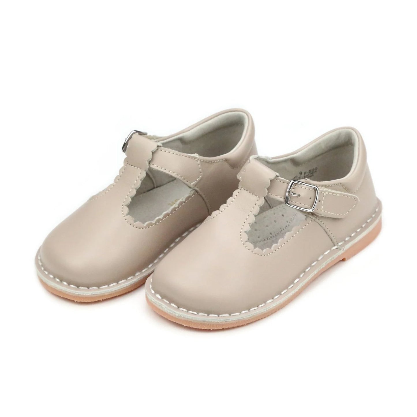 Almond Selina Scalloped T-Strap Mary Jane