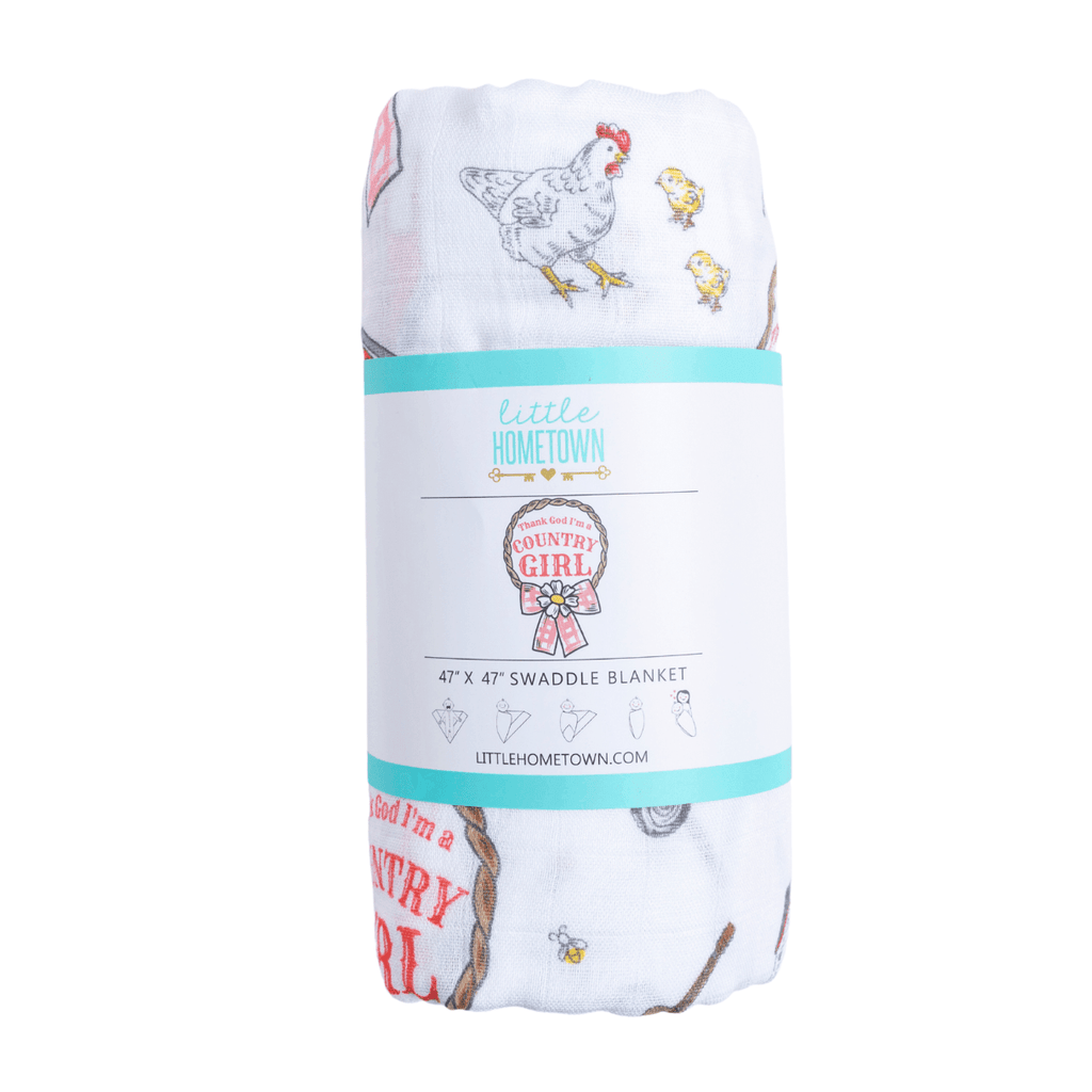 Country Girl Muslin Swaddle Receiving Blanket Breathable and Lightweight