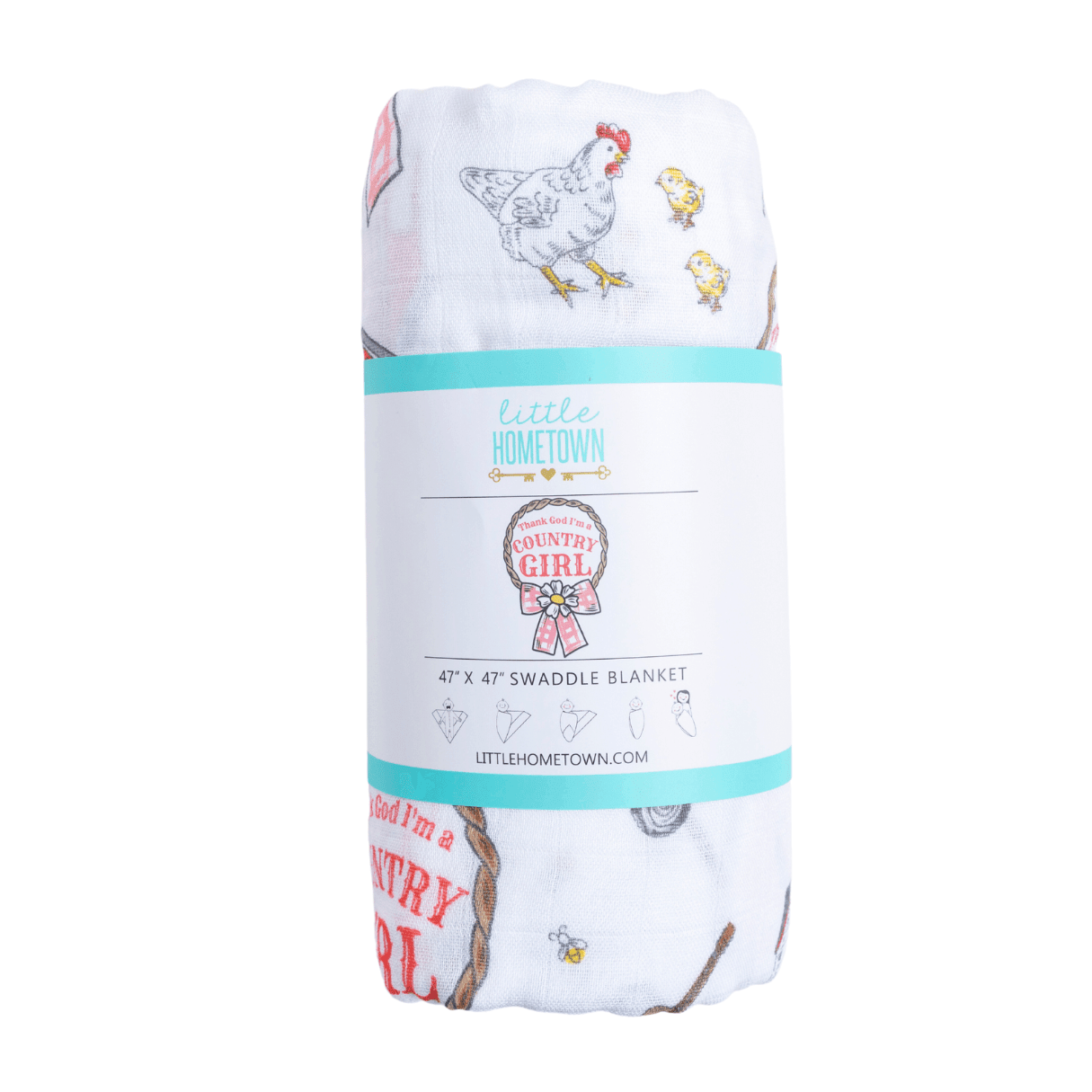 Country Girl Muslin Swaddle Receiving Blanket Breathable and Lightweight
