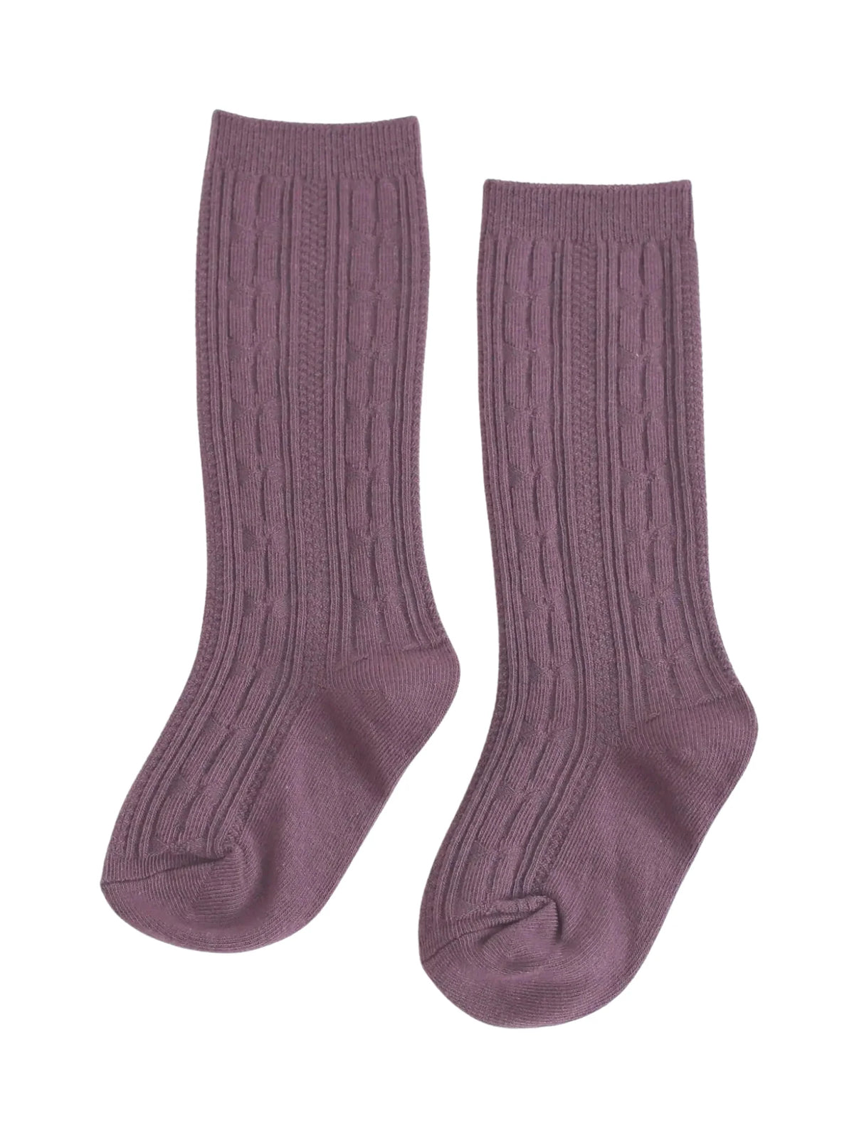 Dusty plum cable knit knee high socks