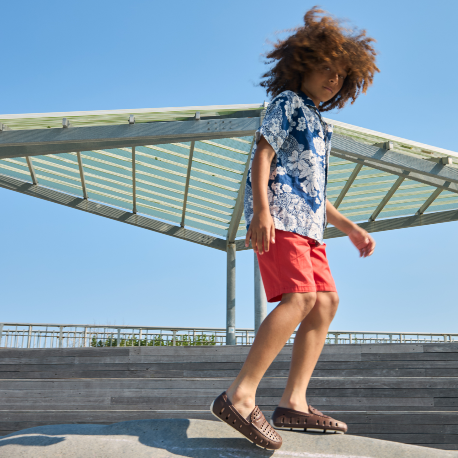 FLOAFERS-KIDS PRODIGY DRIVER DRIFTWOOD BROWN/COCONUT