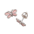 Sterling Silver Girls Screw-Back Pink Butterfly Earrings