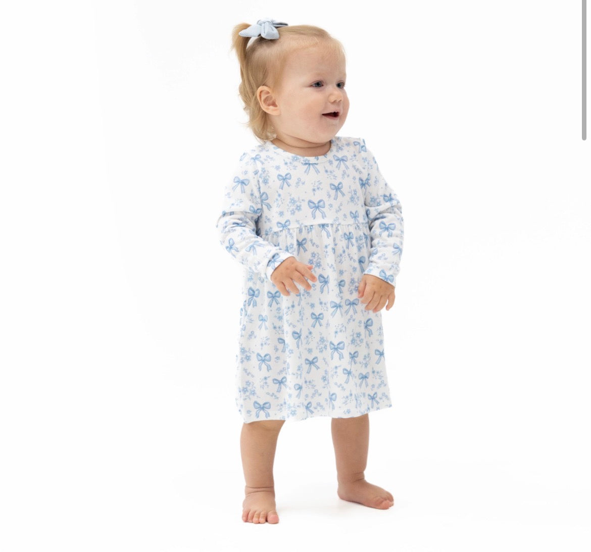 Simple Dress and Bloomers Blue Bows and Flowers