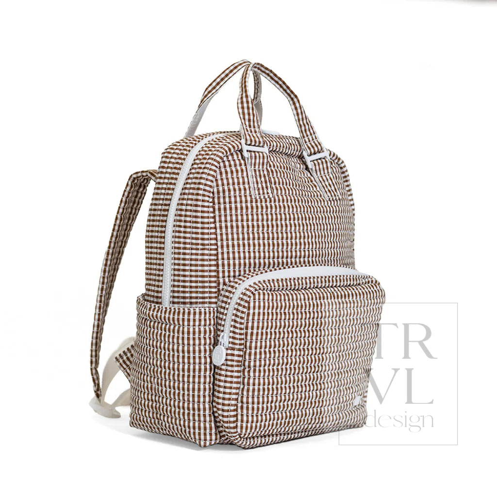 All You Need Quilted Backpack In Gingham Coco