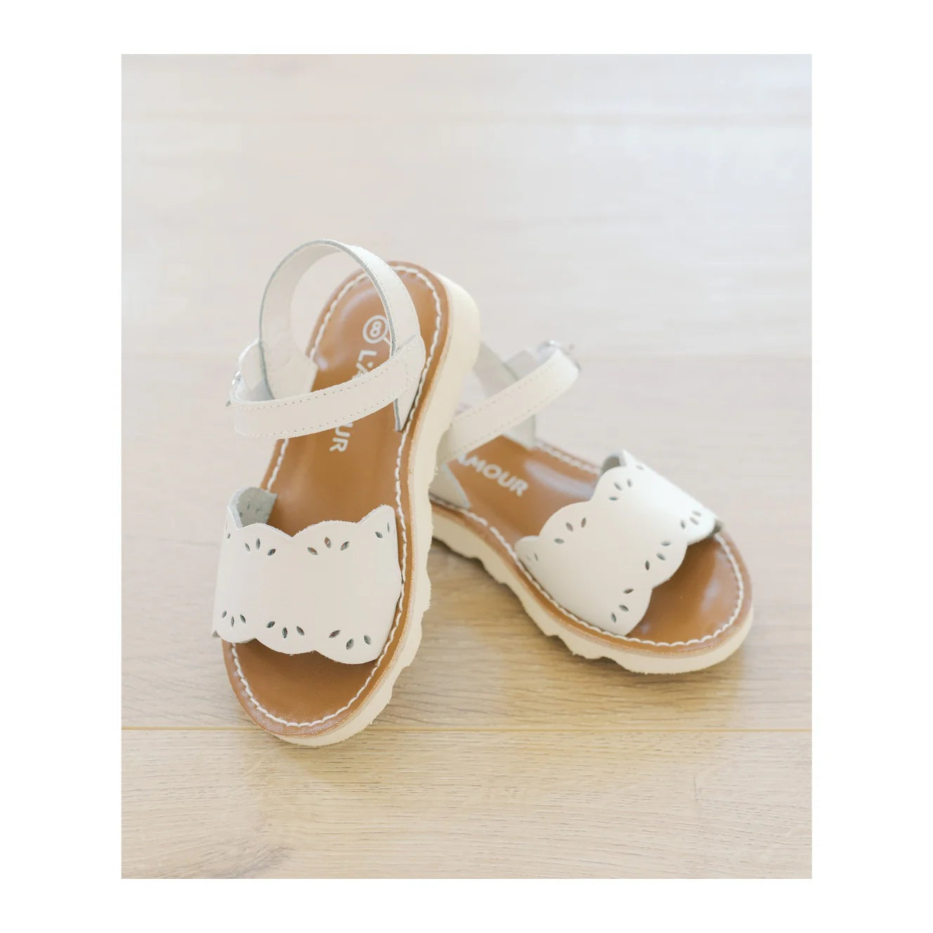 White Ella Scalloped Sandal