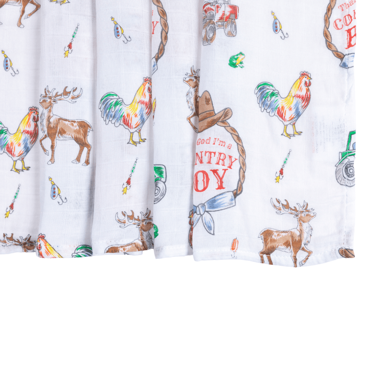 Country Boy Muslin Swaddle Receiving Blanket Soft Bamboo Cotton Blend