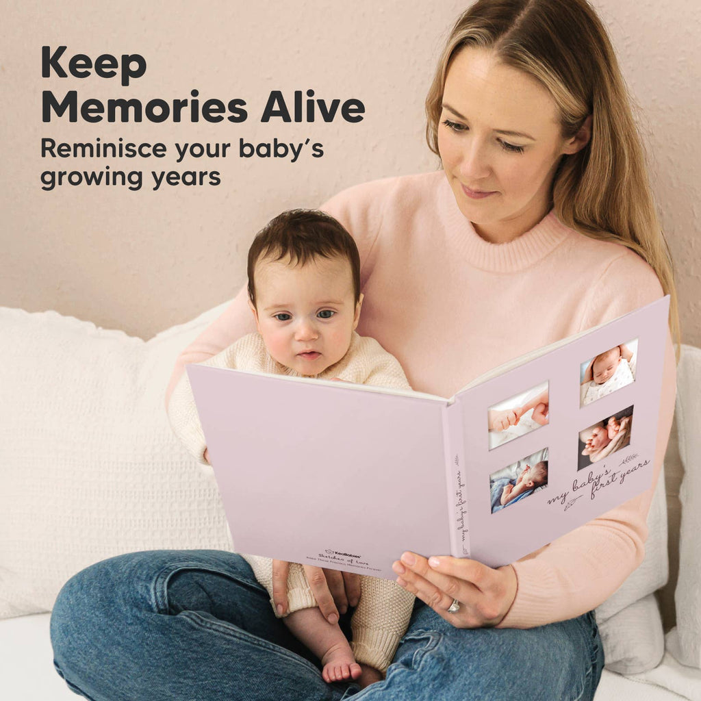 KeaBabies SKETCH Baby First Years Memory Book (Mist Pink)