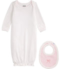 Dot Gown and Gingham Bib Set