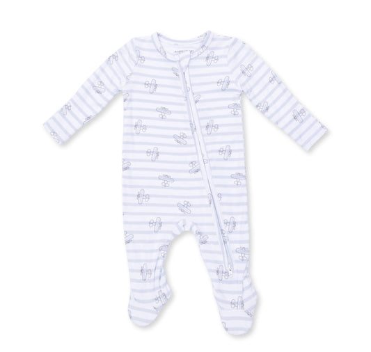 Airplane Check 2 Way Zipper Footie
