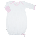 Paty Knit Overlap Shoulder Gown With Pink Pima Trim